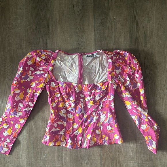 Reclaimed Vintage Puff Sleeve Floral Top - Pink Multi - 6 - Picture 1 of 3